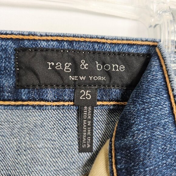 RAG & BONE Ankle Jeans BILBURY BLUE SILVER DIP Hems size 25 Cigarette Leg Denim - Picture 4 of 8